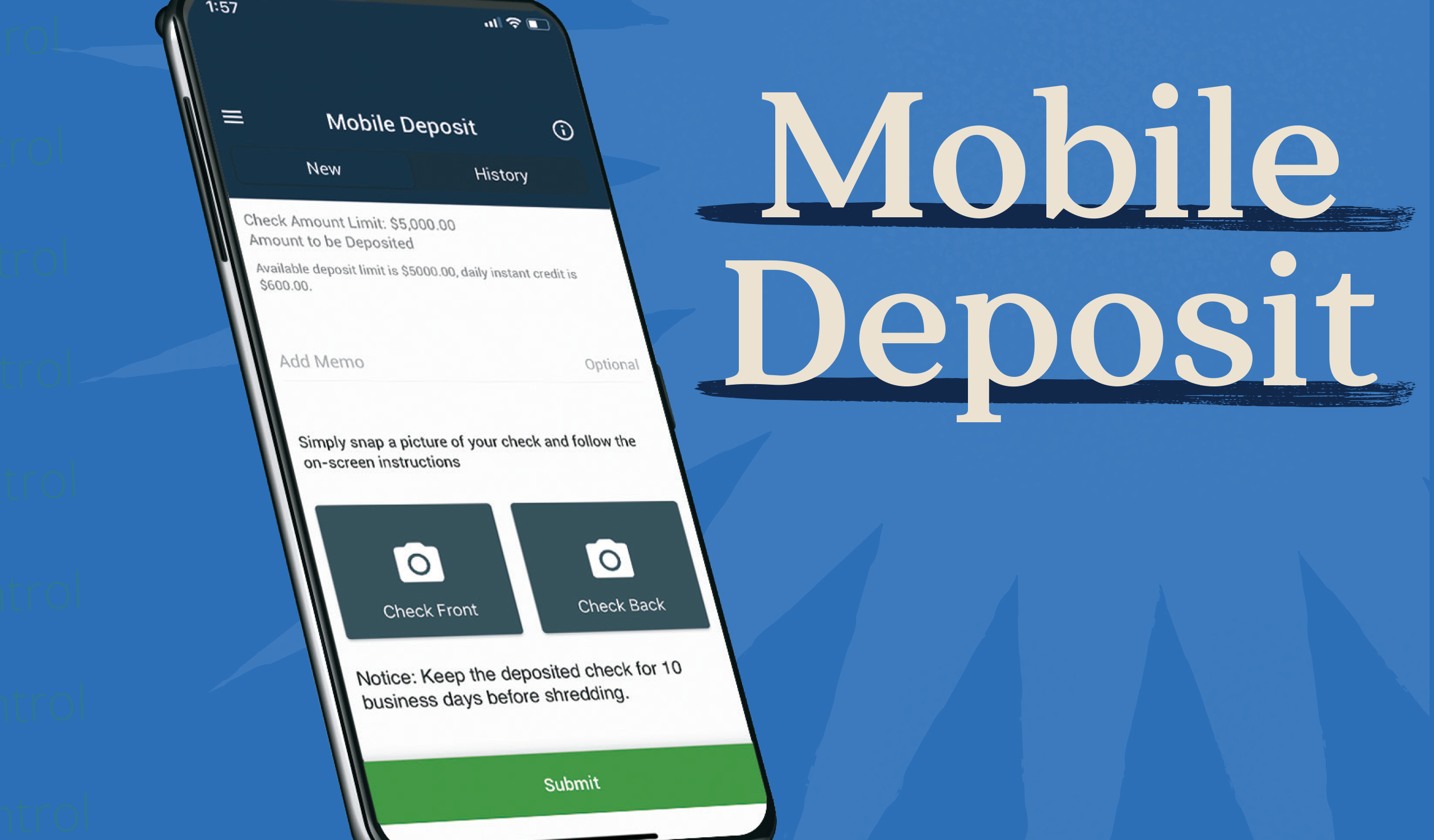 PEFCU Mobile Services: Mobile Deposit